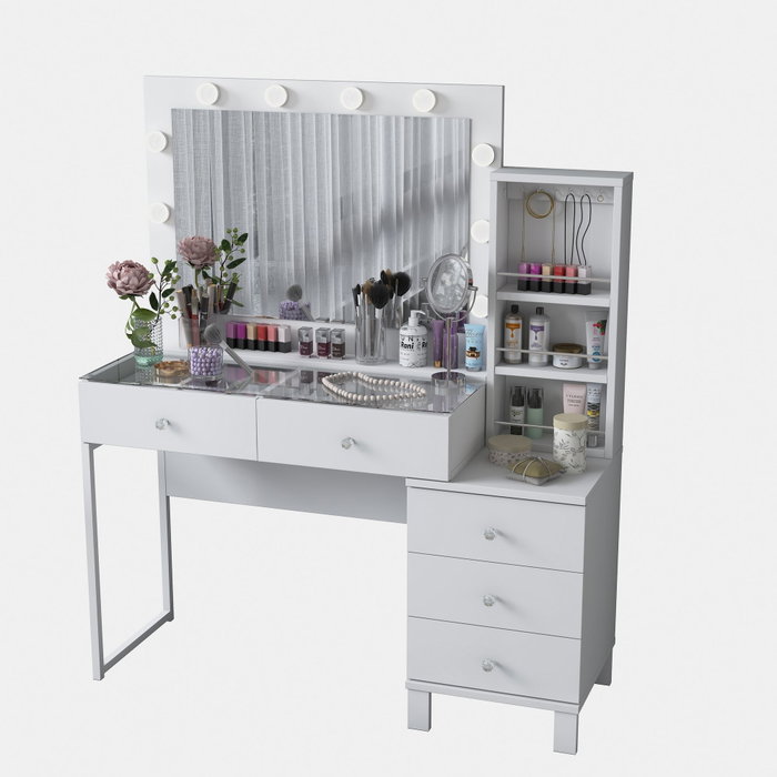 Hanah Home Mesa de Maquillaje Blanca con 10 Focos